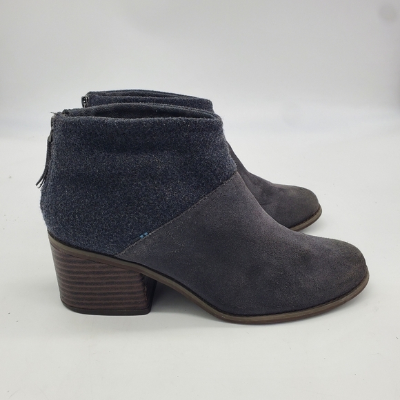 TOMS Shoes Women's 9 Lacy Bootie Forged Iron Grey Suede Felt - Picture 11 of 12